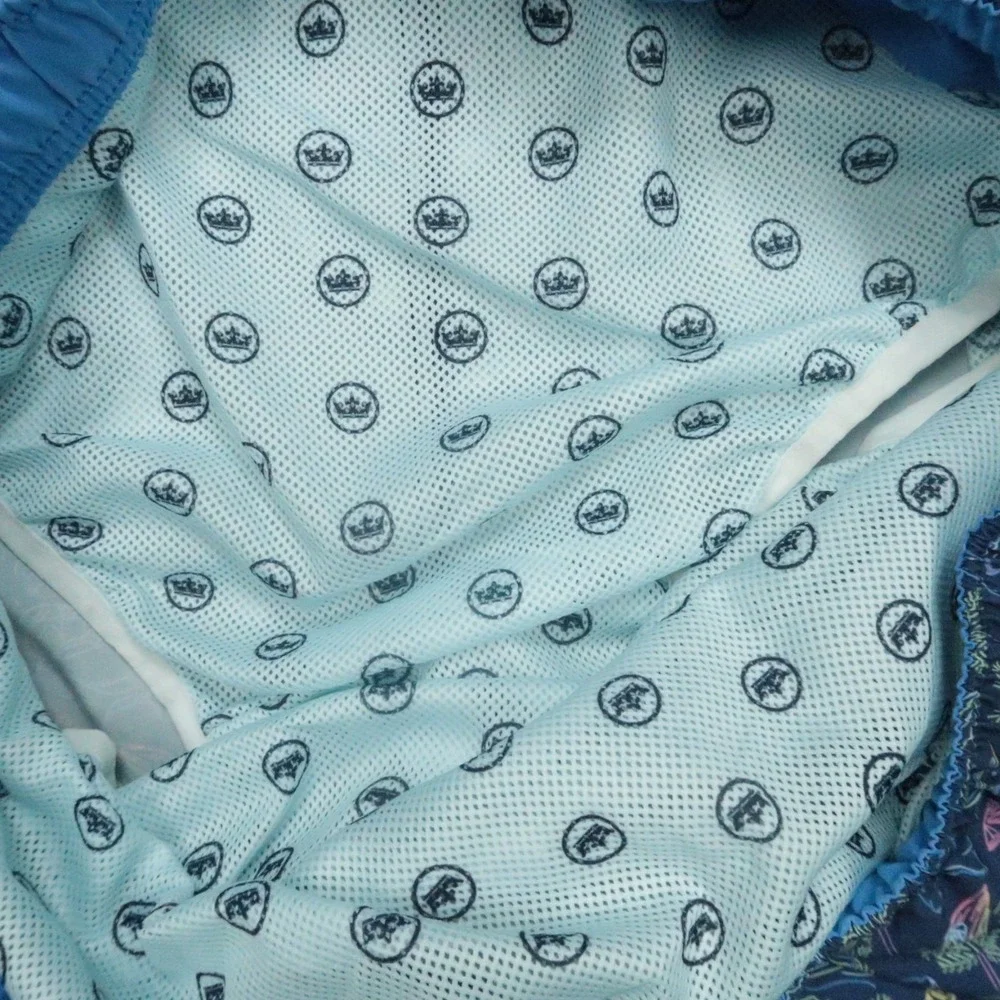 Peter Millar Swim Trunks Mens Extra Large Blue Vintage Neon Print Lined‎ Seaside